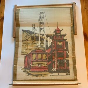 Vintage needlepoint, unfinished. 1970’s San Francisco on removable frame